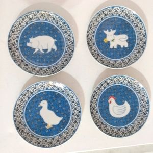 Calico Vintage Japan farm animals plates